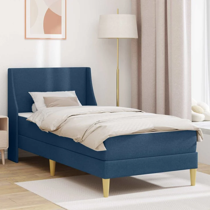 vidaXL Bettgestell mit Matratze Blau 80 x 200 cm Polyester 3414708 – Bild 1