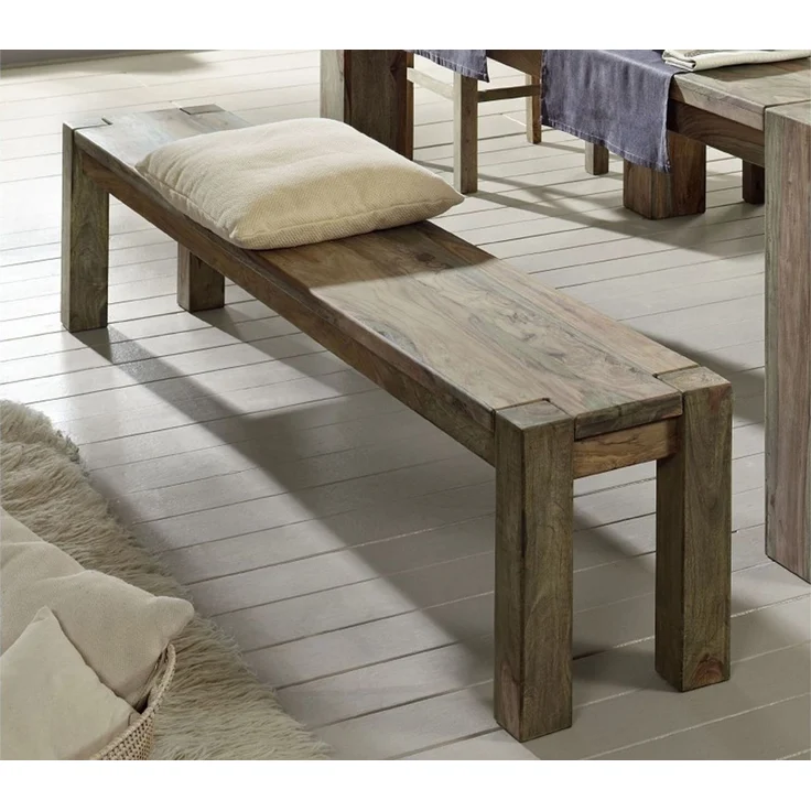 Bank Sheesham 160 x 35 x 45 grau geölt NATURE GREY #140 – Bild 3