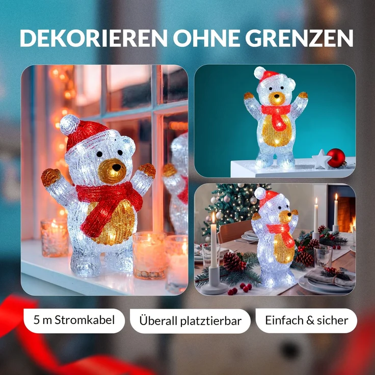 Deuba LED Acryl Figur Außen Weihnachtsmann Fallschirm beleuchtet Weihnachtsdeko Weihnachten Weihnachtsfigur – Bild 12