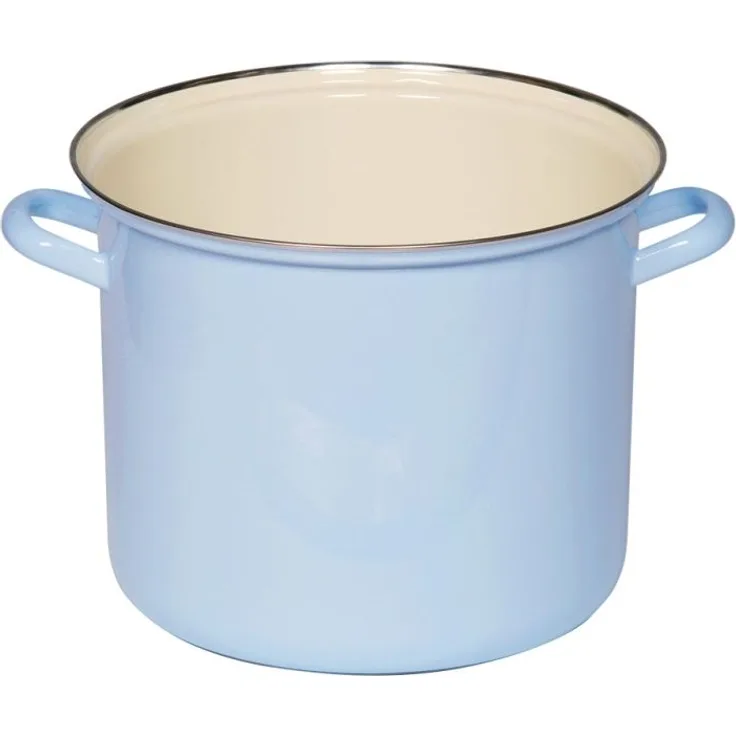 Riess Topf mit Chromrand Ø24cm 8,0L hoch Classic Pastell Blau Emaille Induktion