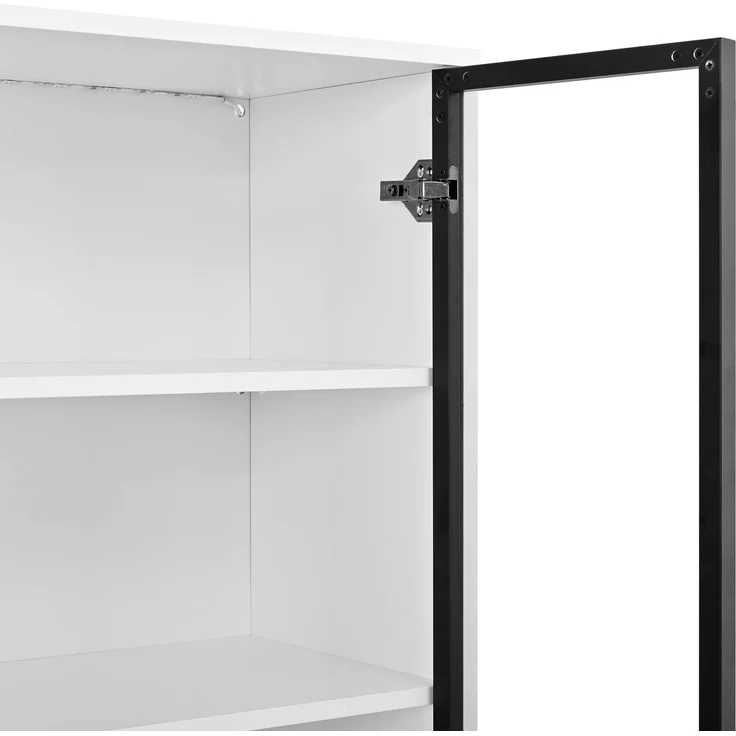 DESVIAE Sideboard Weiß aus MDF/PB – 100x160x35 cm – 3 Schubladen, LED-Beleuchtung – Bild 9