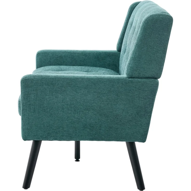 LVHOM 2-Sitzer Sofa aus Leinenstoff mit Knopfsteppung, Loveseat mit hochdichter Schaumstoffpolsterung und Massivholzbeinen, Stoffsofa für Wohnzimmer & Büro, bis 260kg, Grün – Bild 7