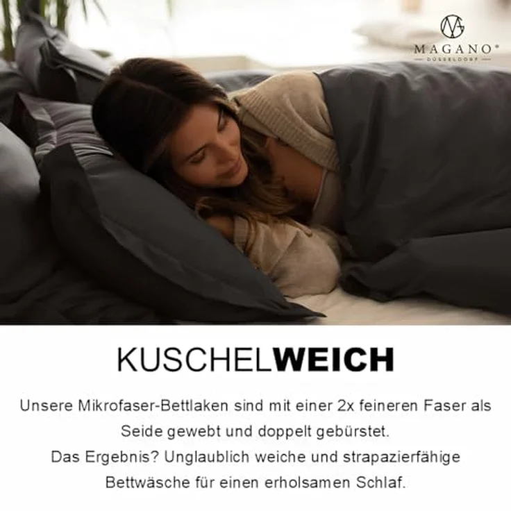 MAGANO Spannbettlaken Premium Bettlaken, Gummizug: rundum, Ultra weich, Knitterarm, Hypoallergen – Bild 6