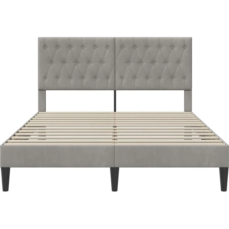 vidaXL Bettrahmen mit Kopfteil Hellgrau 140 x 190 cm Samt 42027661 – Bild 4