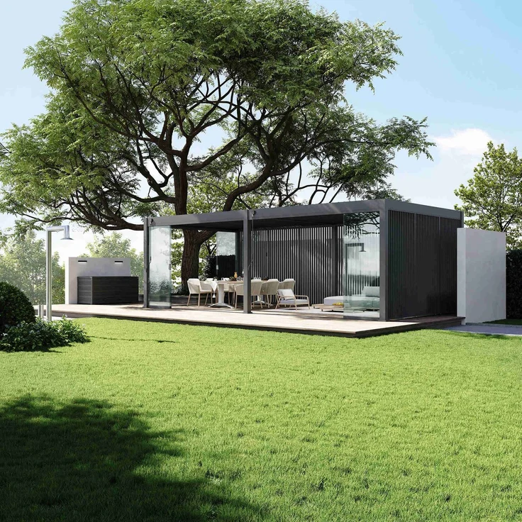 Weide Deluxe Plus | Pergola Voll Aluminium freistehend | 4 x 8 M | Lamellendach anthrazit – Bild 9