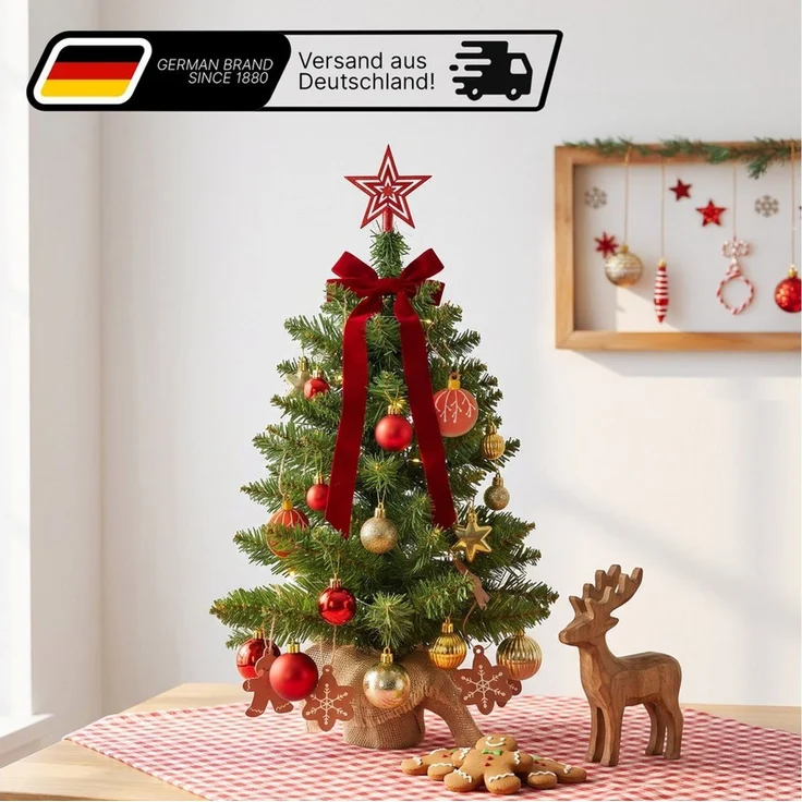 Lindenstein Echter Weihnachtsbaum Weihnachtsbaum aus PVC mit Holzständer,60/90/120/150/180/200/220cm, Nordmanntanne, Künstlicher Weihnachtsbaum, naturgetreu und individuell dekorierbar – Bild 1