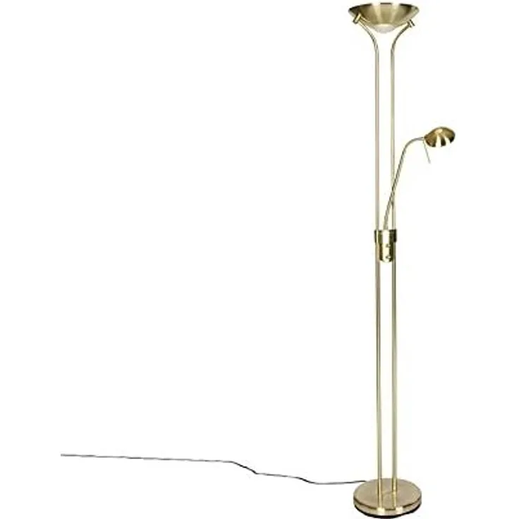 Qazqa Stehlampe Diva, LED fest integriert, (nicht austauschbare) LED, Gold/Messing, Modern, Stahl, 1-flammig