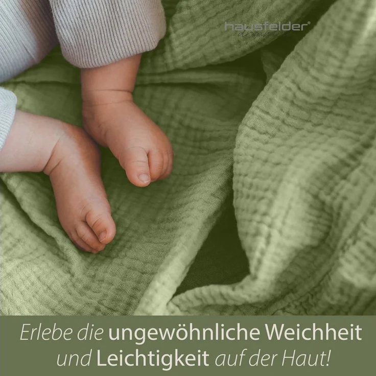 Hausfelder Bettwäsche Kinderbettwäsche Set Bettbezug 100x135 cm + 40x60 cm Kissen Grün (Grün), 2 teilig, Crinkle-Effekt, atmungsaktiv, temperaturausgleichend – Bild 2