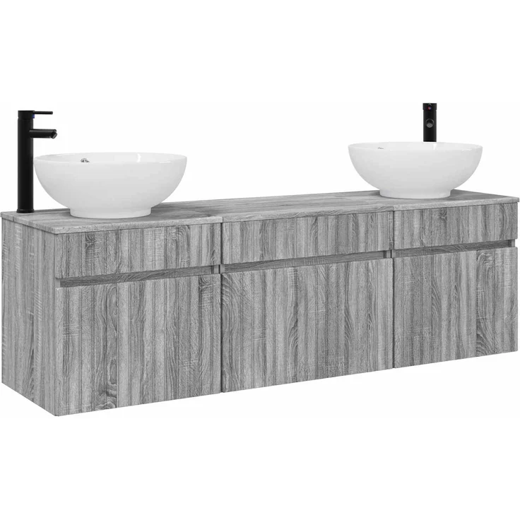 vidaXL Badezimmerschrank-Set 3 stk. Grau Sonoma 157 x 44,5 x 80 cm 3405763 – Bild 2
