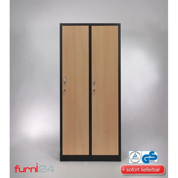 Garderobenschrank 2-türig schwarz/Buche Dekor – Bild 8