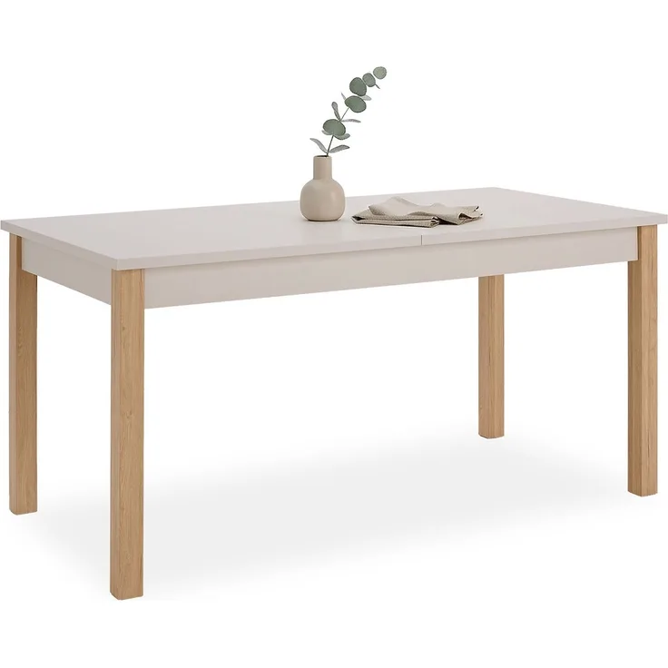 Esstisch ausziehbar 160x80 cm Wohnzimmertisch Holz Beige Grau Küchentisch Esszimmertisch Holztisch Tisch