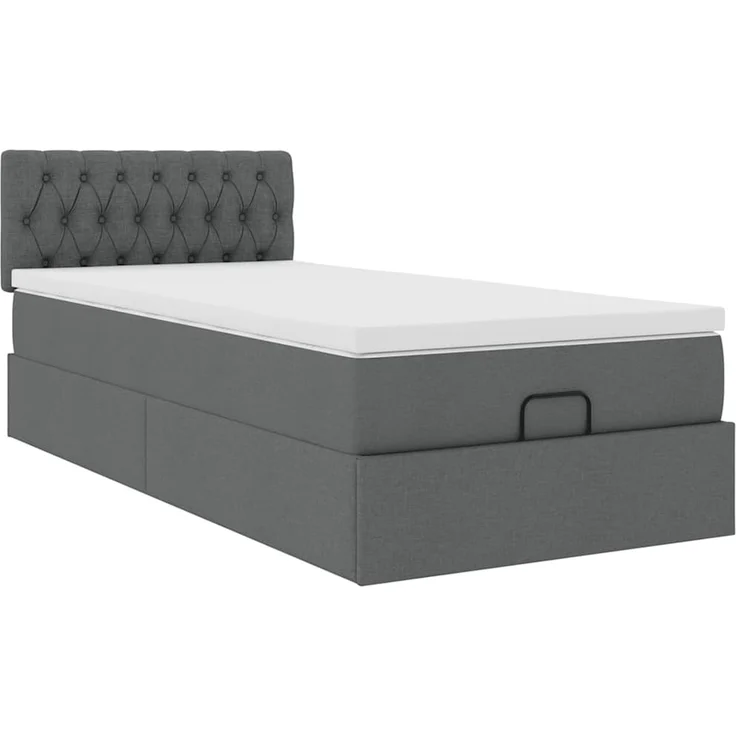vidaXL Ottoman-Bett mit Matratze Dunkelgrau 80x200 cm Stoff 3311498 – Bild 4