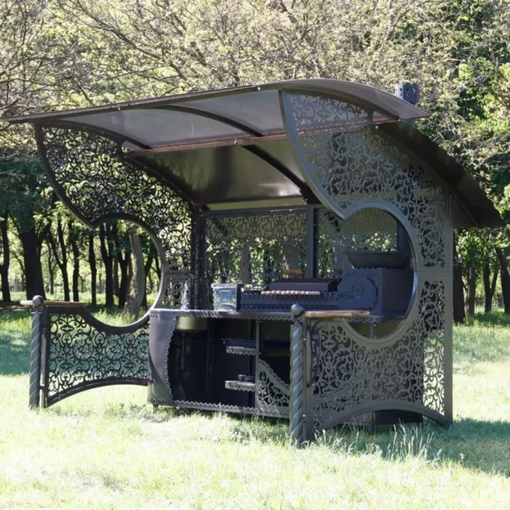 Außenküche – Luxus-Gartenpavillon Emir mit Ofen in Schwarz – Bild 4