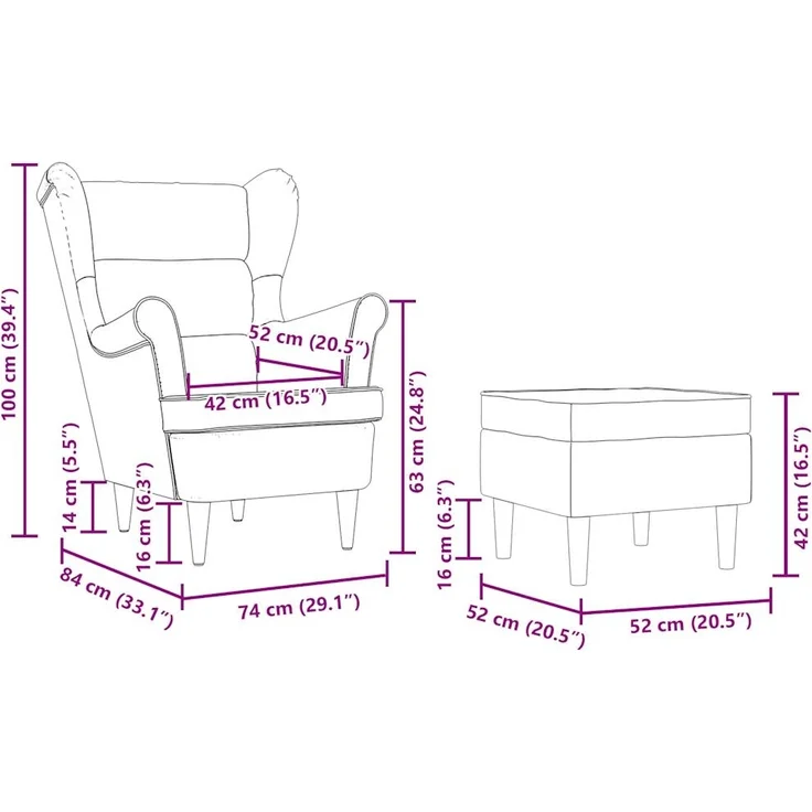 vidaXL Sessel mit Fußhocker Dunkelgrau Stoff 3307990 – Bild 10