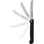 Klappbares Frühstücksmesser, mit Etui, Wellenschliff, Schwarz