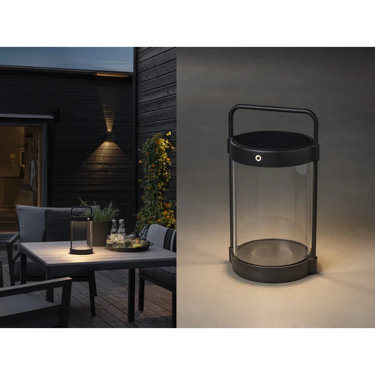 KONSTSMIDE 7822-750 Solar USB Laterne Crotone schwarz 30cm