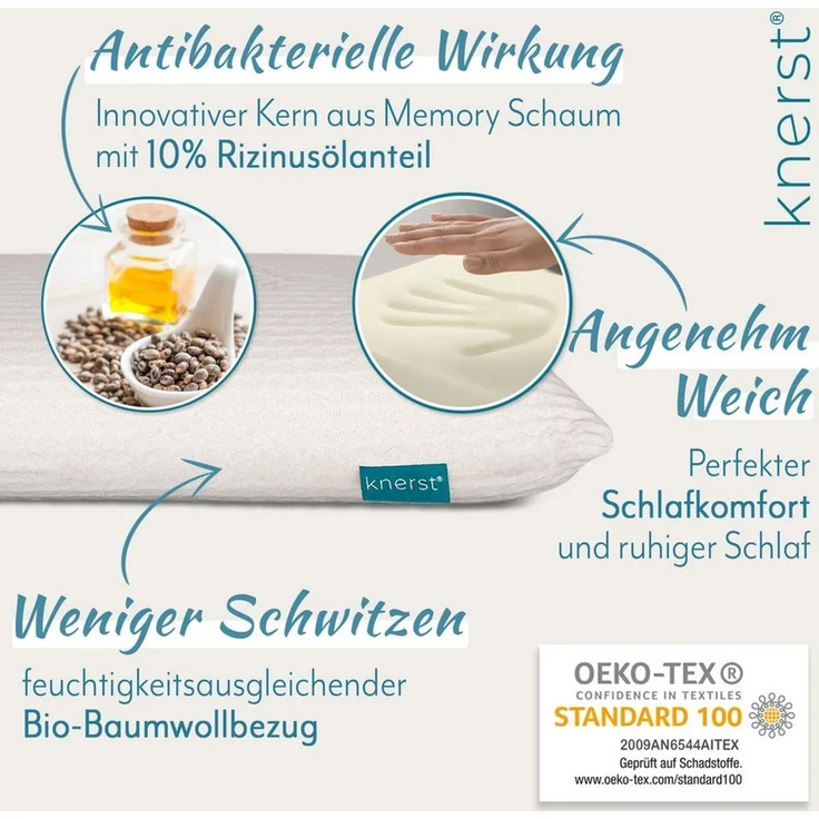 KNERST Kopfkissen Kinderkissen, Füllung: CosyPUR Gelschaum, für jede Schlafposition geeignet, Kinderkopfkissen für süße Träume – Bild 3