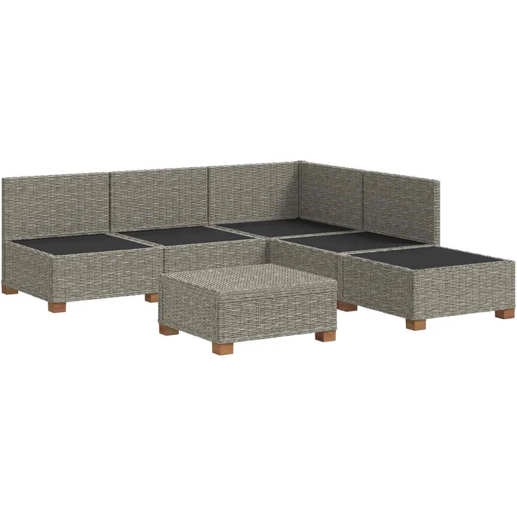 vidaXL 6 Stk. Rattan-Lounge-Set mit Kissen GENDT Naturrattan Kubu Grau 3429871 – Bild 4