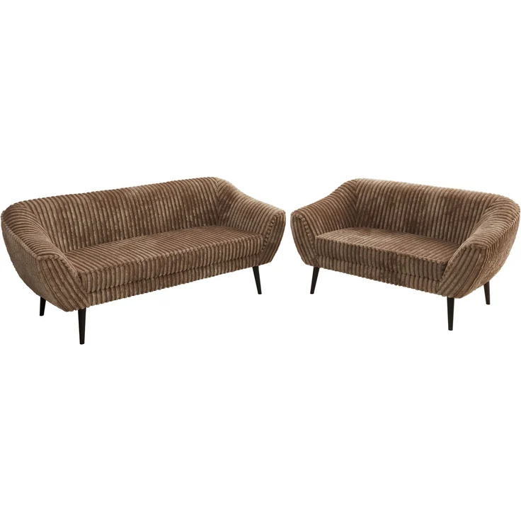 Skandinavisches Sofa Set PIRS 3-2, Komplettset, Wellenfederung, schwarze Füße, Sitzgruppe, Polstermöbel Set - Braun Cord – Bild 8