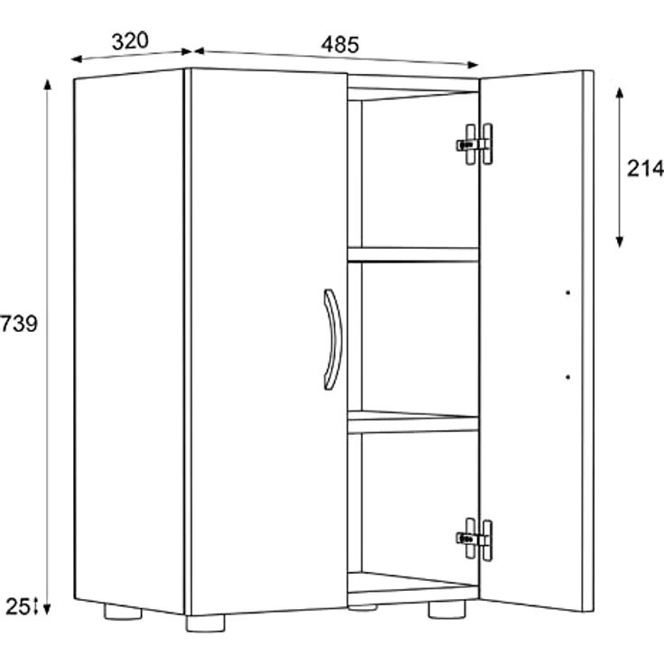 MID.YOU Schuhschrank, Anthrazit, Metall, erweiterbar, 2 Fächer, 48.5x73.9x32 cm, Garderobe – Bild 3