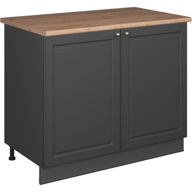Spülenunterschrank Fame-Line Anthrazit-Gold Landhaus/Anthrazit 100 cm, AP Eiche Vicco – Bild 1