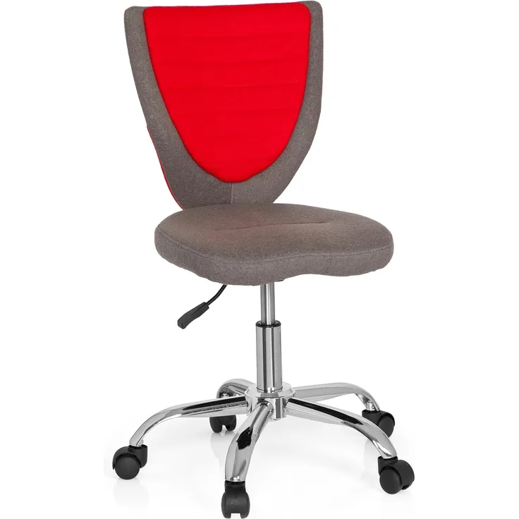 hjh OFFICE 670610 Kinder-Schreibtischstuhl KIDDY COMFORT Filzbezug Grau/Rot Jugend Bürostuhl höhenverstellbar