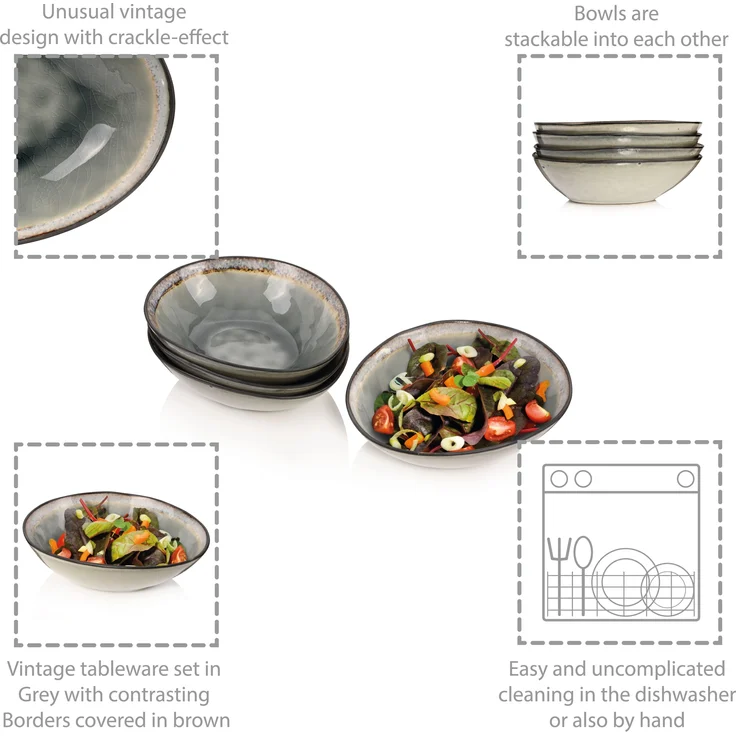 SÄNGER Salatschalen Set Capri Grau 4 teilig – Bild 3
