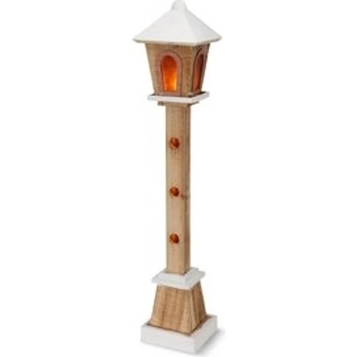 Spetebo LED Dekofigur Holz Laterne mit 23 LED in warm weiß 75 cm, 1 Stück, LED fest integriert, warm weiß, Batteriefach versteckt im Standfuß – Bild 6