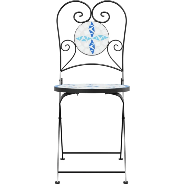 vidaXL Bistrostühle 2 Stk. Klappbar Blau und Weiß Keramik 4003404 – Bild 3