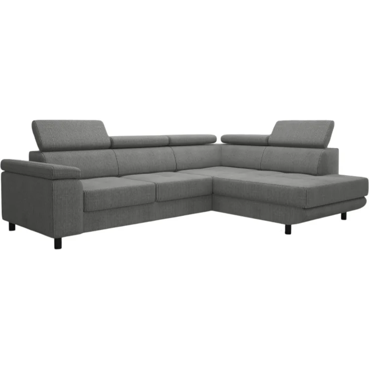 thematys Ecksofa LUNA L 250 x 183 cm, mit Schlaffunktion, mit Bettkasten, mit verstellbaren Kopfstützen, Hellgrau (Poso 55), Ausrichtung Rechts – Bild 2