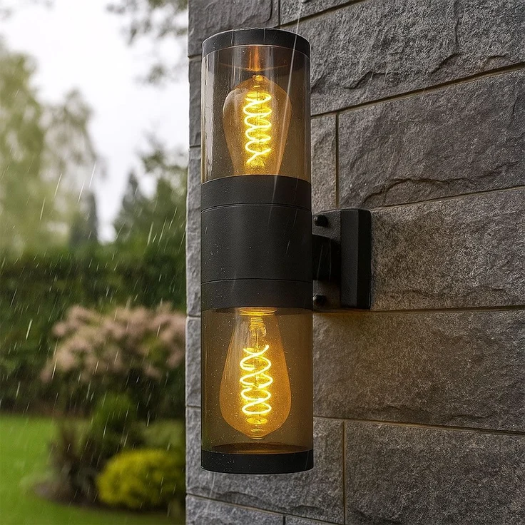 Wandleuchte, Up & Down, Edelstahl, schwarz, rauch, H 38 cm – Bild 3