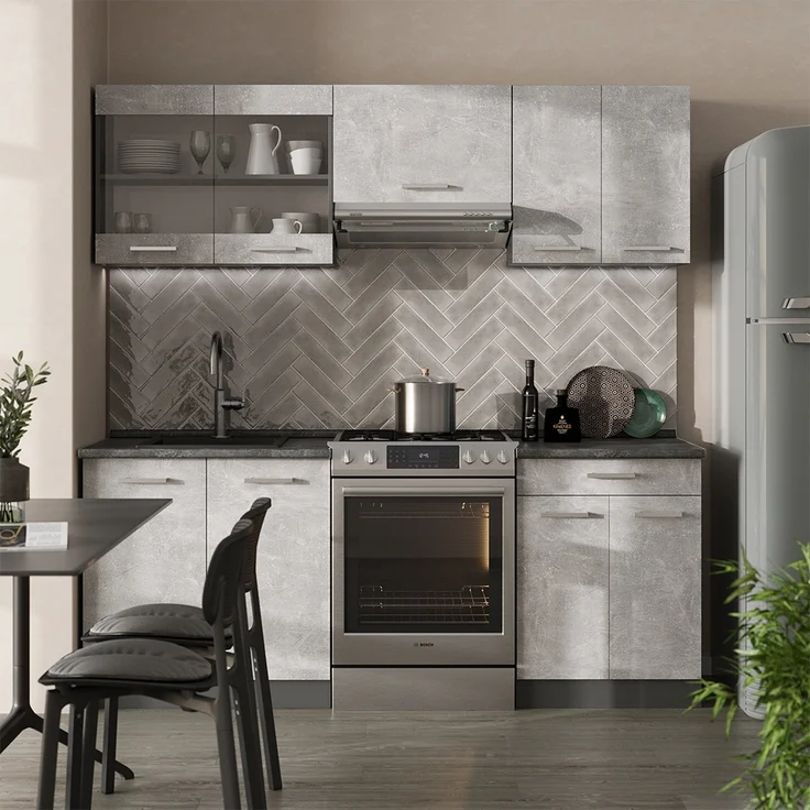 Küchenzeile R-Line Beton/Anthrazit 200 cm , AP Anthrazit Vicco – Bild 4