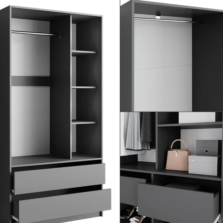Kleiderschrank Elmo Anthrazit 280 x 200 cm 3er Set Vicco – Bild 6