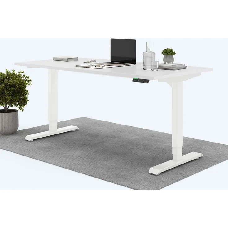 Desktopia Pro X - Elektrisch höhenverstellbarer Schreibtisch / Ergonomischer Tisch mit Memory-Funktion, Gestell Weiß, Weiß, 160x80 cm – Bild 1