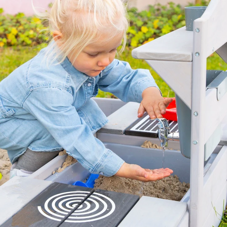 roba 2in1 Balkonsandkasten & Matschküche für Kinder - FSC®-zertifiziert - Inkl. Zubehör - Kompakte Spielküche für Balkon & Garten - Grau – Bild 9