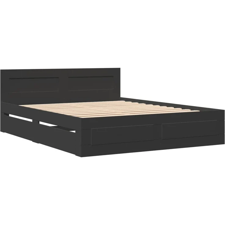 vidaXL Bettgestell mit Kopfteil ohne Matratze Schwarz 160x200 cm 3295549 – Bild 3