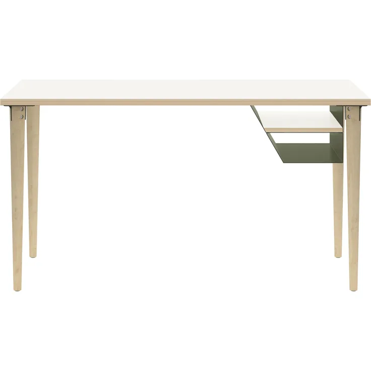 Poise Desking, 4 Füße aus Eiche, Ablagefach olivgrün, Maße: H 740 x B 1000 xT 600 mm