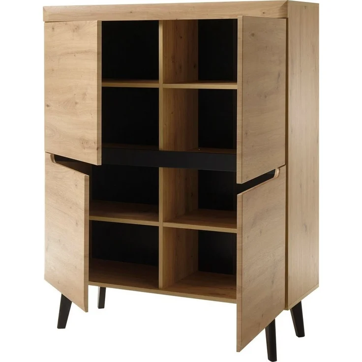 INOSIGN Highboard Torge, Kommode, Schrank, Sideboard, Anrichte, Mehrzweckschrank (1 St), abgeschrägte Füße, drei Farben, Scandi Design, 107 cm breit – Bild 3