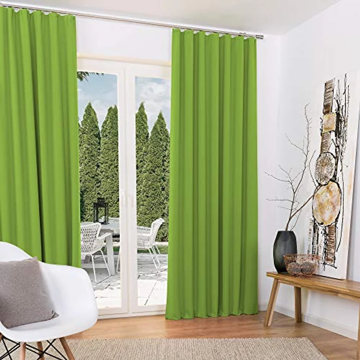 Beautissu Vorhang Amelie Luna, 2er Set Kräuselband Thermogardine 140x245cm – Bild 2