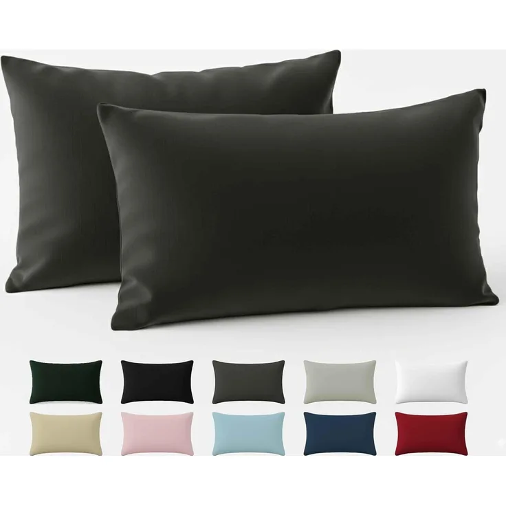 Kissenbezug 50x70 Renforcé Baumwolle (2er-Set) - Anthrazit - Dicht gewebt mit 57 Fäden/cm² - Kissenbezug 70x50 cm - Oeko Tex Zertifiziert - Dreamzie