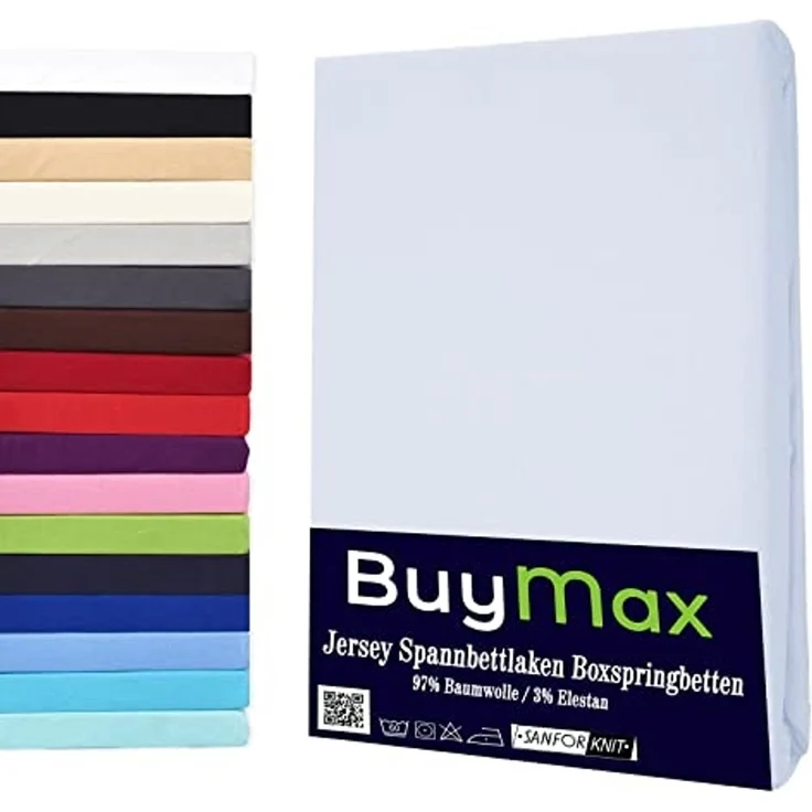 Buymax Spannbettlaken Stretch 180x200-200x220 cm für Wasserbetten und Boxspringbetten Bettbezug für Matratzen bis 35 cm Matratzenhöhe, Weiß – Bild 1