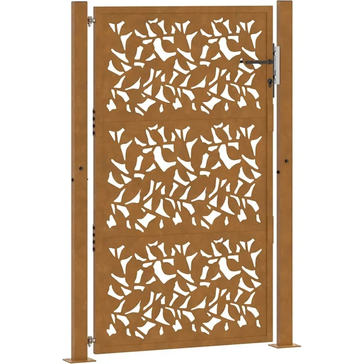 vidaXL Gartentor 100x150 cm Wetterfester Stahl Blattdesign 4100966 – Bild 2