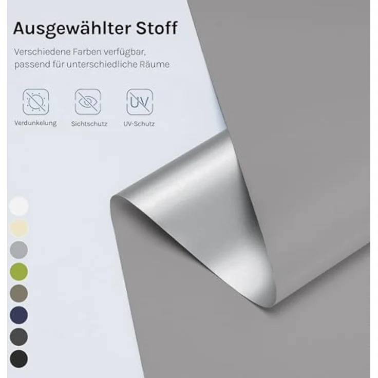 WOLTU Verdunkelungsrollo, nur zur Schraubmontag Thermo Verdunkelungsrollo mit Kette, Sichtschutz für Türen und Fenster, 160x160 cm [Stoffbreite: 156 cm], Grau – Bild 3
