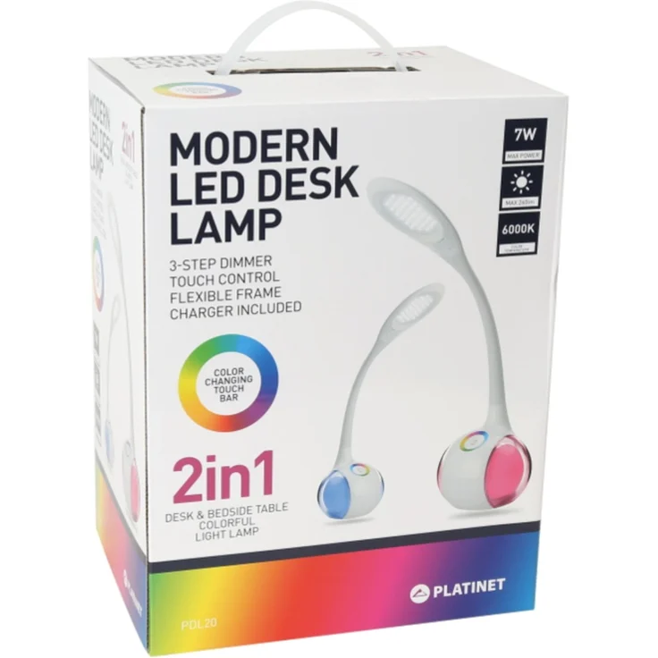 Platinet PDL20 LED Schreibtischlampe 6W mit Nachtlicht Weiß – Bild 5