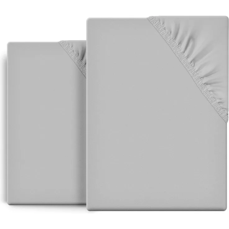 Beautex Spannbettlaken 2er Set Spannbetttuch Bettlaken Premium Baumwolle Jersey 160g/m², Jersey, Gummizug: rundum, (2 Stück)