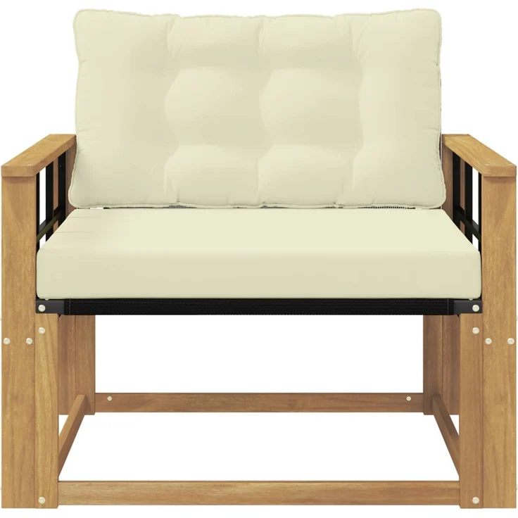 vidaXL Outdoor-Sofagarnitur Massives Akazienholz und Textilene Weiß 3439068 – Bild 5
