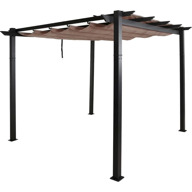 Mendler 'HWC-N93' Pergola, stabiles 8cm-Gestell mit Schiebedach UV50+ 3x3 m, Aluminium, Taupe – Bild 9