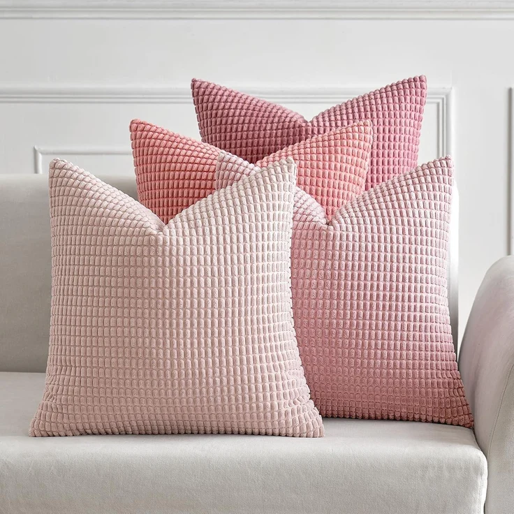 MIULEE 4er Set Kissenbezug Dekorative Kordsamt Sofakissen 40x40cm Rosa – Bild 1