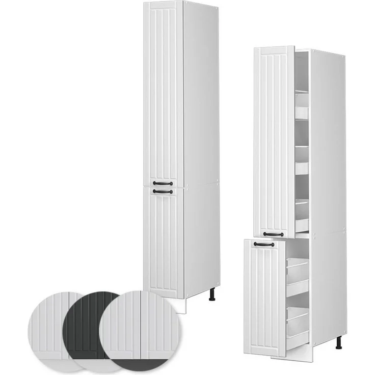 Badschrank Fame-Line Weiß Landhaus 30 x 206.8 cm Vicco – Bild 3