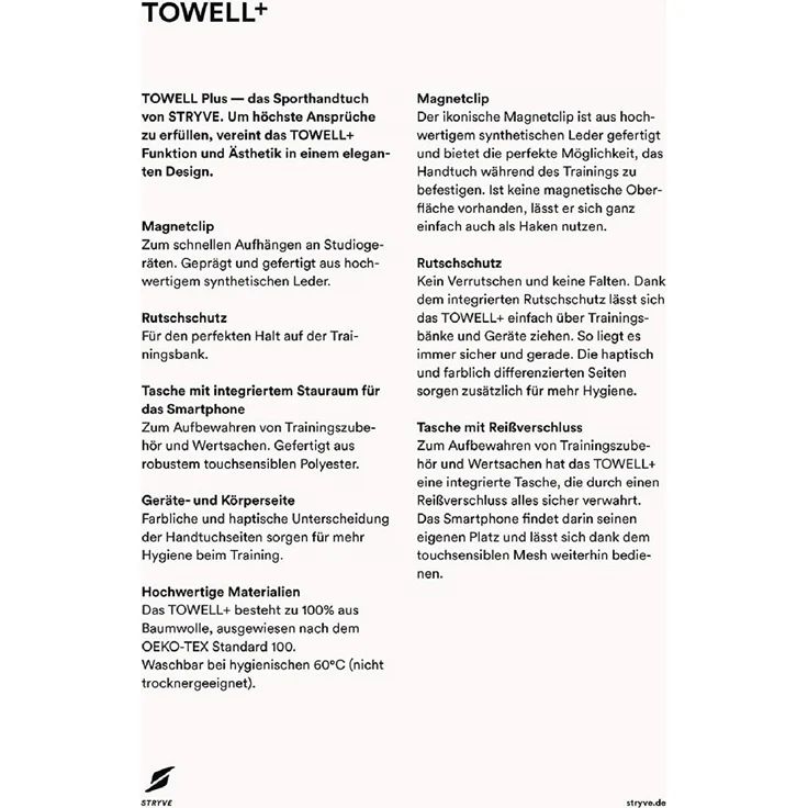 Stryve 'Towell +' Sporthandtuch mit integrierter Tasche, Baumwolle Rot/Schwarz, 40 x 90 cm – Bild 7